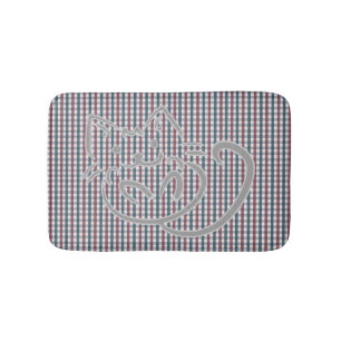 Cute Cat and Plaid Pattern Bath Mat