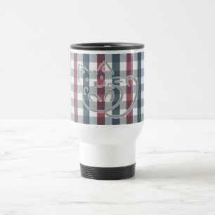 Cute Cat and Plaid Pattern Travel Mug