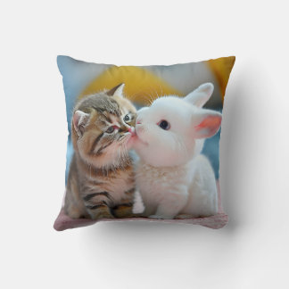 Cute cat and rabbit pillow cushion
