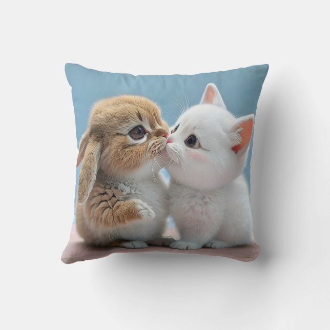 Cute cat and rabbit pillow cushion (Back)
