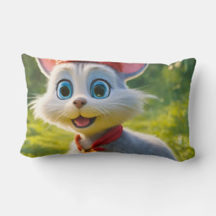 Cute Cat And Rat Lumbar Pillow