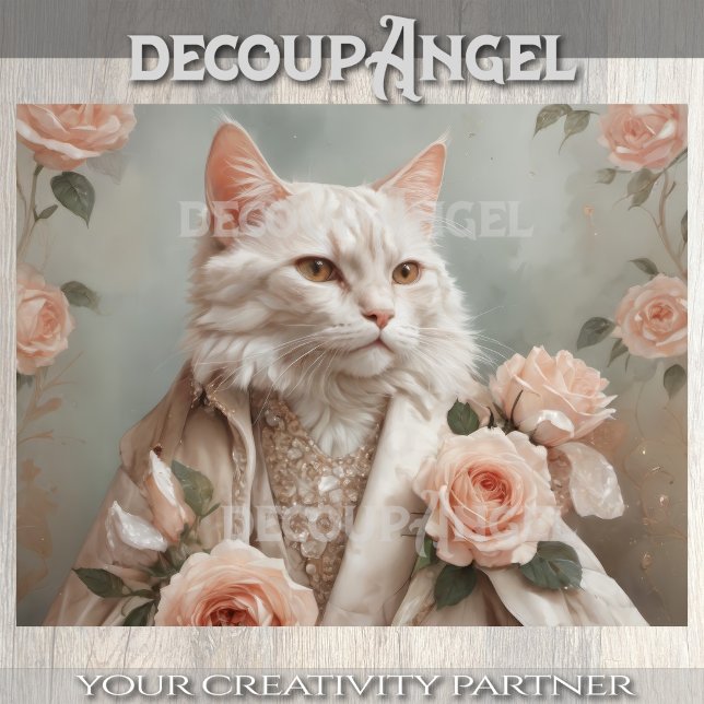 Cute Cat and Romantic Roses - Decoupage - Tissue Paper (Creator Uploaded)