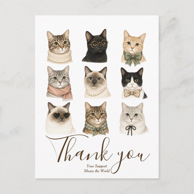Cute Cat Animal Lover Gift Kitten Bow Postcard (Front)