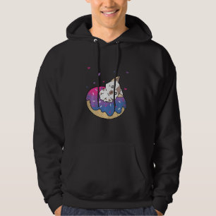 Cute Cat Animal Queer Bi Pride Bisexuality Doughnu Hoodie