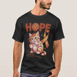 Cute Cat Appendix Cancer Awareness Orange Ribbon S T-Shirt