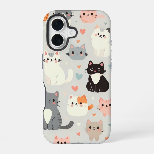 Cute Cat Apple iPhone 16 Case (Back)