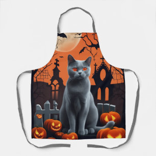 Cute Cat Aprons, Halloween Chartreux Cat Apron
