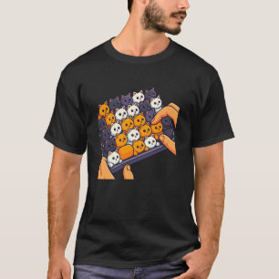 Cute Cat Art, Colourful Cats on Typing Keyboard T-Shirt