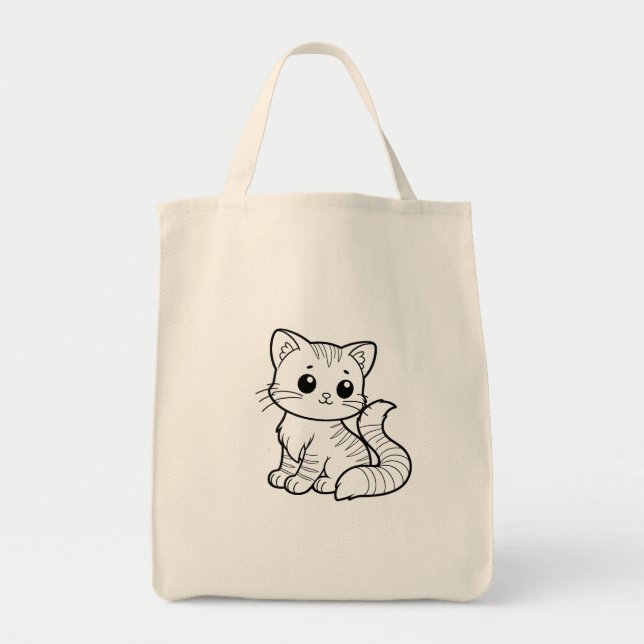 CUTE CAT ART DESIGN  TOTE BAG (Front)