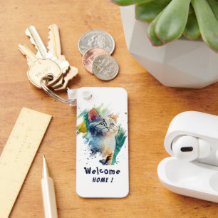 🔸Cute Cat Art Keychain with Customizable Text