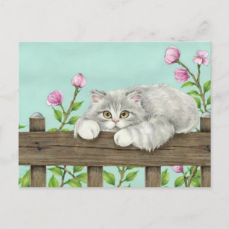 Cute Cat Art Kitten Funny Animal Cats Holiday Postcard