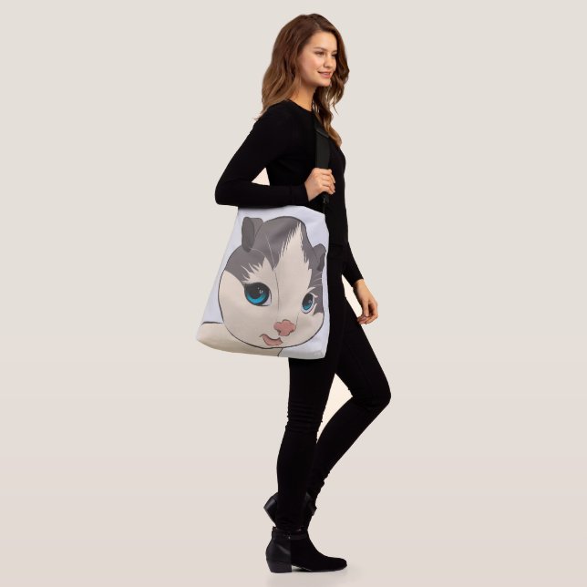 CUTE CAT ART KITTEN TOTE PURSE (On Model)