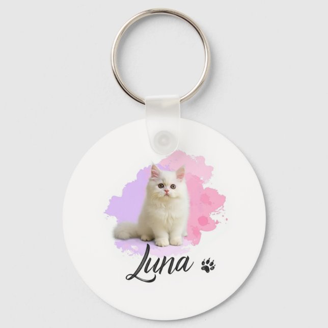 Cute Cat Artwork Kaychain – Luna Keychain (Front)