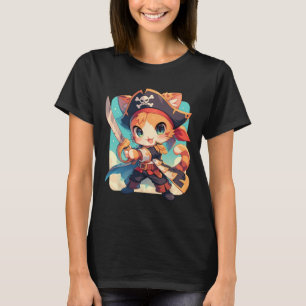 Cute Cat As Pirate Kawaii Anime T-Shirt