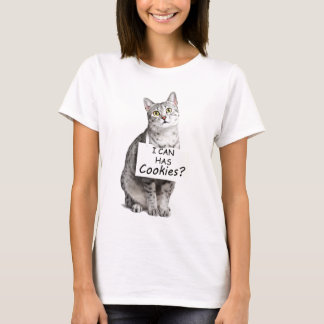 Cute Cat asks I can Has Cookies? T-Shirt