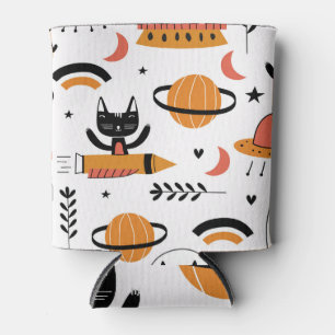 Cute Cat Astronauts: Kids Vintage Design. Can Cooler