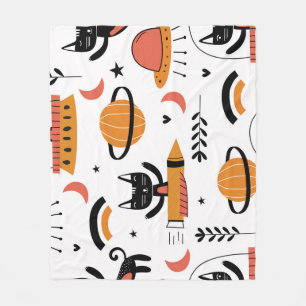Cute Cat Astronauts: Kids Vintage Design. Fleece Blanket