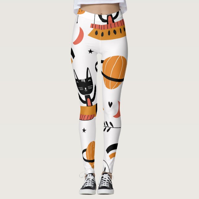 Cute Cat Astronauts: Kids Vintage Design. Leggings (Front)