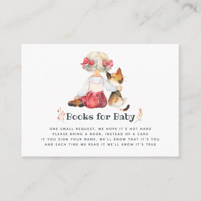 Cute Cat Autumn - Fall Baby Shower Book Request Enclosure Card (Front)