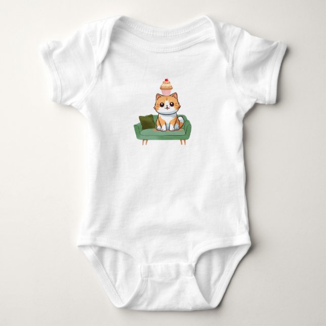 Cute Cat Baby Bodysuit (Front)