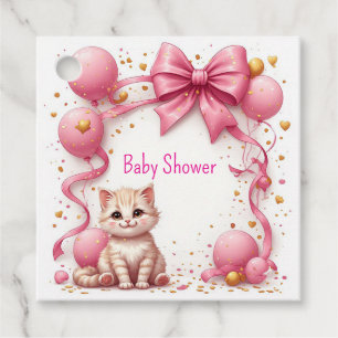 Cute Cat Baby Shower Greeting 🐱 Favour Tags