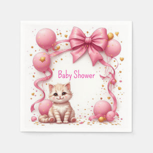 Cute Cat Baby Shower Greeting 🐱 Napkin