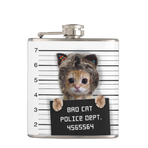 Cute cat bad boy hip flask