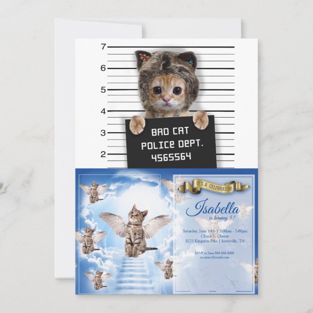 Cute cat bad boy invitation (Front)