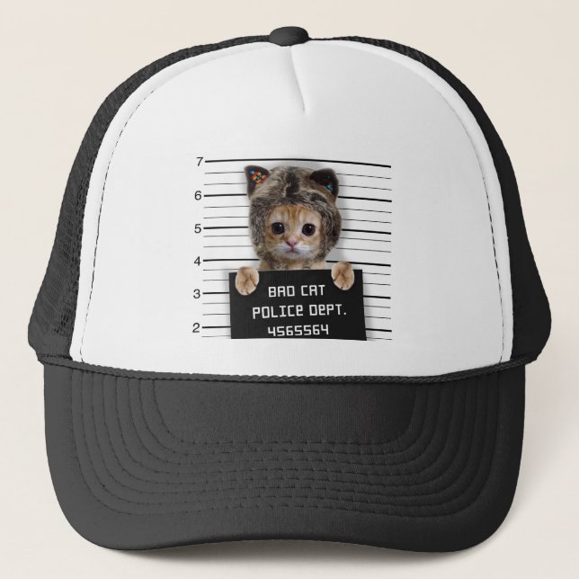 Cute cat bad boy trucker hat (Front)