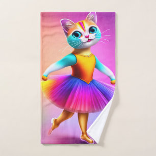 Cute cat ballerina hand towel