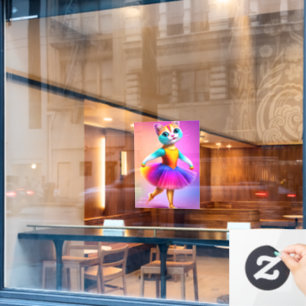 Cute cat ballerina window cling