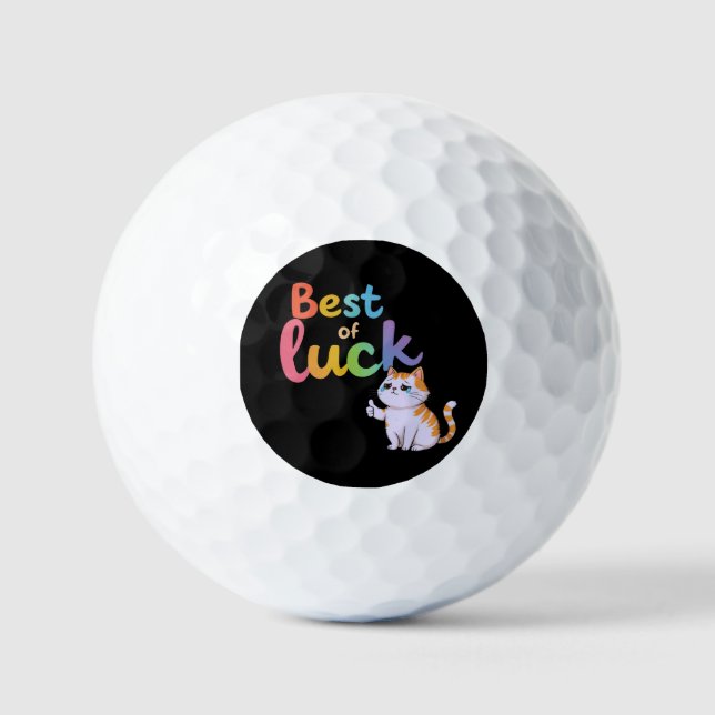 Cute Cat Best of Luck: Spread Fun and Feline Good  Golf Balls (Front)