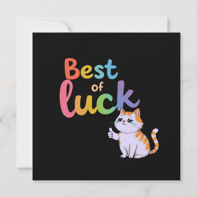 Cute Cat Best of Luck: Spread Fun and Feline Good Invitation (Front)