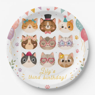 Cute Cat Birthday Paper Plates