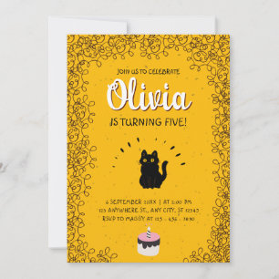Cute Cat Birthday Party Invitation