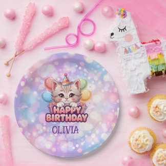 Cute Cat Birthday Party Supplies  Paper Plate