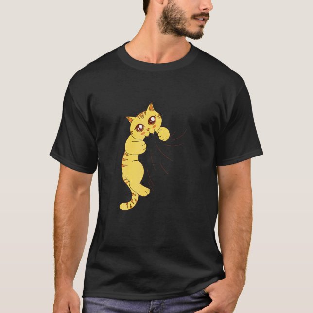 Cute Cat Bites In T-Shirt (Front)