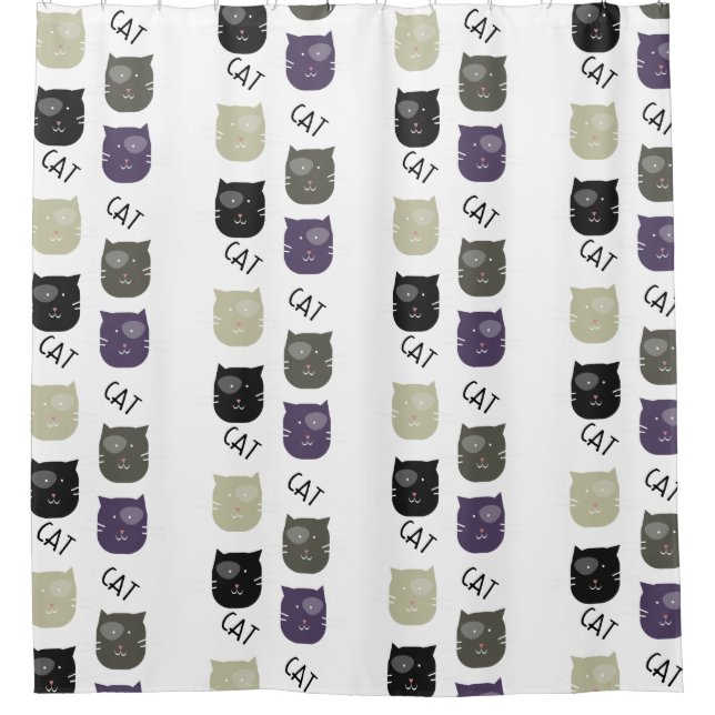 Cute Cat Black Purple Grey Black (Front)