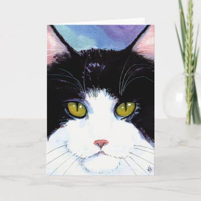 Cute Cat black white Birthday or any occasion card (Front)