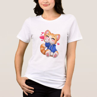 Cute Cat Blowing a Kiss Sticker Tri-Blend Shirt