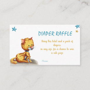 Cute Cat Blue Diaper Raffle Enclosure Card