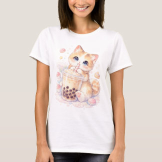 Cute Cat Boba Shirt, Kawaii Bubble Tea Cat T-Shirt