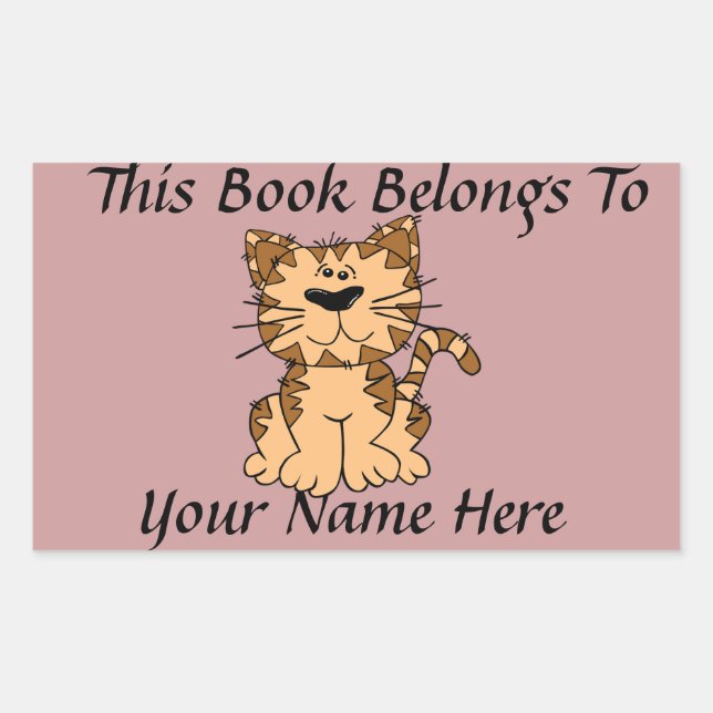 Cute Cat Book Name Plate Sticker (Front)