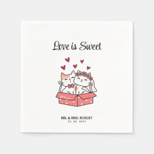 Cute Cat Bride And Groom  Napkin