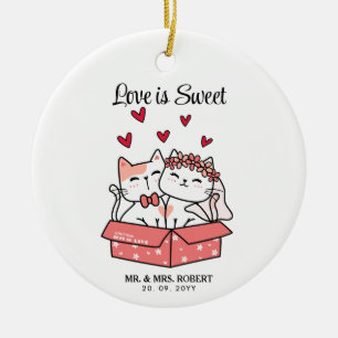 Cute Cat Bride And Groom Wedding  Ceramic Ornament