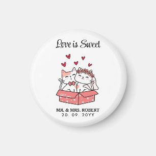 Cute Cat Bride And Groom Wedding Magnet