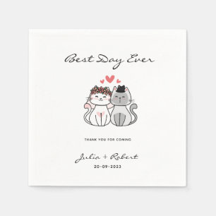 Cute Cat Bride And Groom Wedding Napkin
