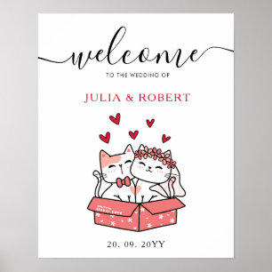 Cute Cat Bride And Groom Wedding  Poster