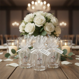 Cute Cat Bride And Groom Wedding  Shot Glass