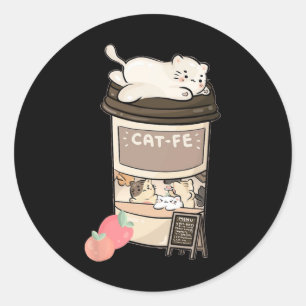 Cute Cat Cafe  Classic Round Sticker